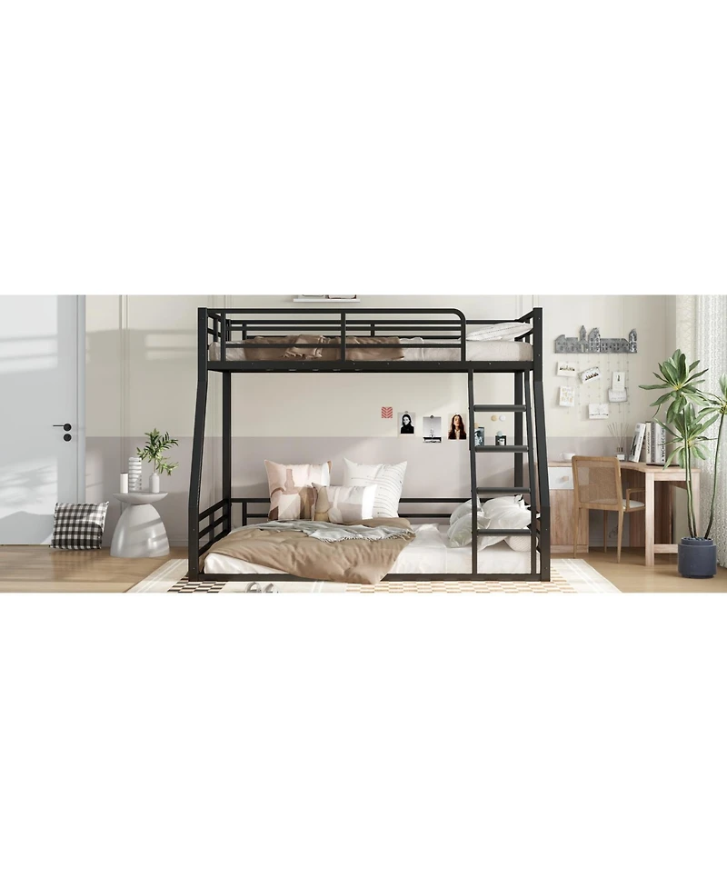 Streamdale Furniture Metal Twin Over Full Bunk Bed Frame - Black
