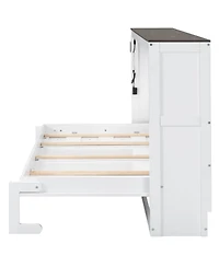 Streamdale Furniture Twin Murphy Bed with Led, Foldable Cabinet, Hidden Wall Bed