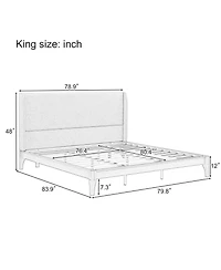 Streamdale Furniture King Size Bamboo Platform Bed with Upholstered Headboard
