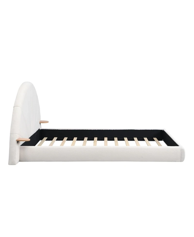 Streamdale Furniture Unique Arched Boucle Bed with Small Table, Queen