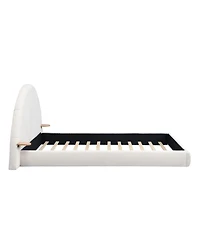 Streamdale Furniture Unique Arched Boucle Bed with Small Table, Queen