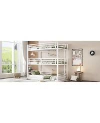 Streamdale Furniture Triple Twin Xl Metal Bunk Bed with Guardrails