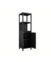 Streamdale Furniture Black Linen Tower Bamboo Cabinet