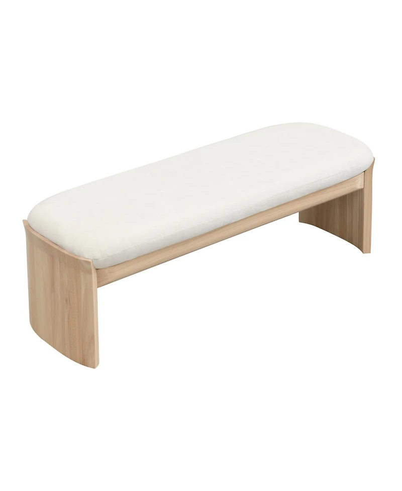 Streamdale Furniture 51.5 Inch Beige Rubber Wood Footstool For Bedroom and Living Room