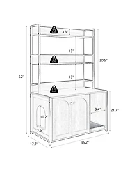 Streamdale Furniture Large Cat Litter Box Enclosure w/ Shelf, Hidden Washroom, Scratch Pad