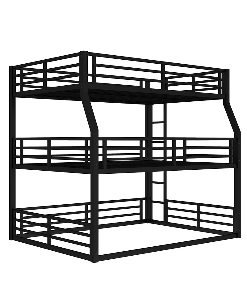 Streamdale Furniture Triple Bunk Bed, Full/Queen, Metal, Heavy-Duty