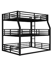Streamdale Furniture Triple Bunk Bed, Full/Queen, Metal, Heavy-Duty