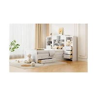 Streamdale Furniture Twin Wood Platform Bed w/ Cabinet & 8 Drawers