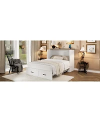 Streamdale Furniture Murphy Bed Cabinet Full Size with Charging Station & Drawer