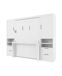 Streamdale Furniture Full Size Murphy Wall Bed with Closet, Drawers and Shelves
