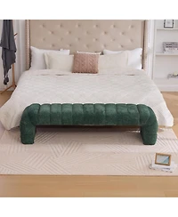 Streamdale Furniture Modern Upholstered Bed Bench, Chenille Ottoman, Green