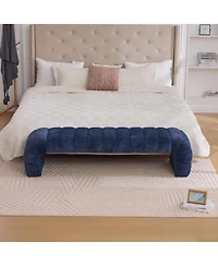 Streamdale Furniture Modern Upholstered Bed Bench, Channel Tufted, Chenille, Navy