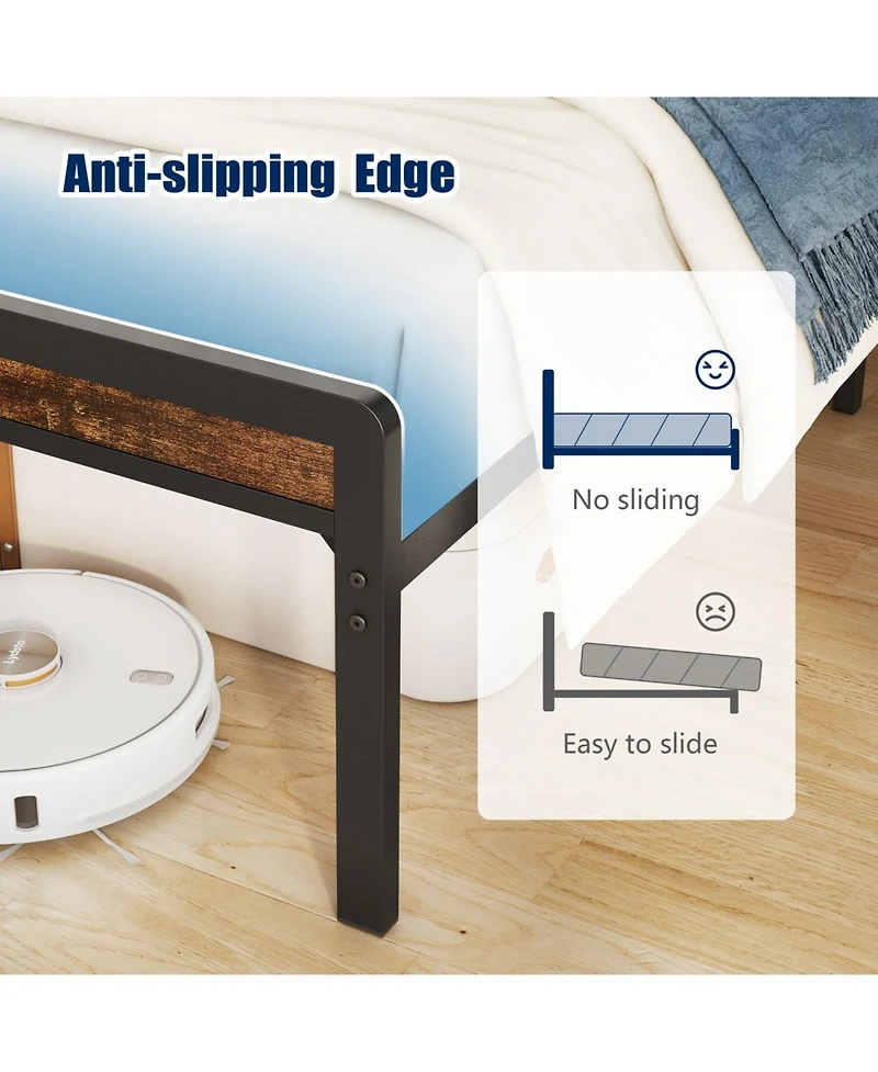 Streamdale Furniture Metal Bed Frame with Led, Heavy Duty, Noise Free