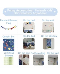 Streamdale Furniture Streamdale Jack Metal Junior Loft Bed w/ Slide, Curtain & Stickers