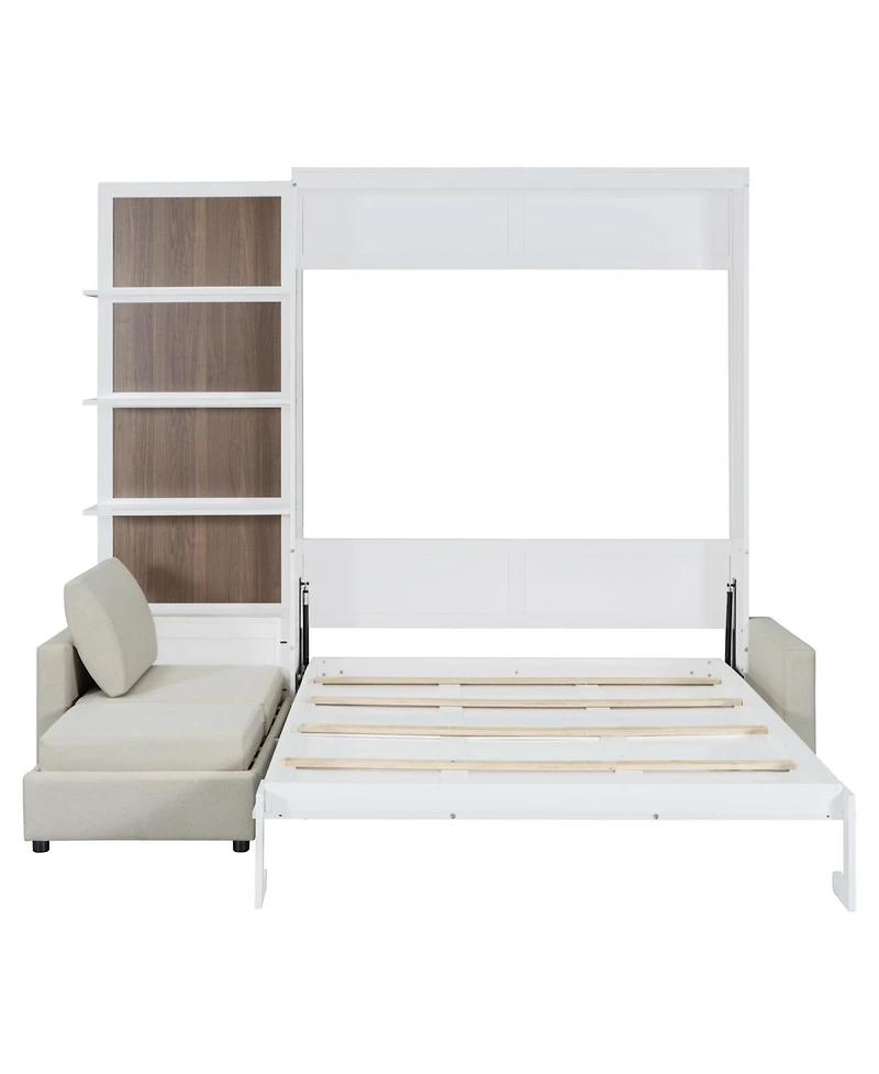 Streamdale Furniture Streamdale Queen Size Murphy Bed Wall Bed with Sofa and Shelves