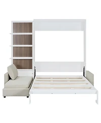 Streamdale Furniture Streamdale Queen Size Murphy Bed Wall Bed with Sofa and Shelves