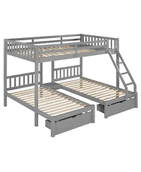 Streamdale Furniture Full Over Twin & Triple Bunk Bed with Drawers