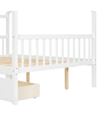 Streamdale Furniture Full Size Wooden House Bed with Drawers, White