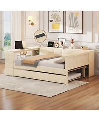 Streamdale Furniture Streamdale Upholstered Platform Bed with Storage, Desk, Trundle