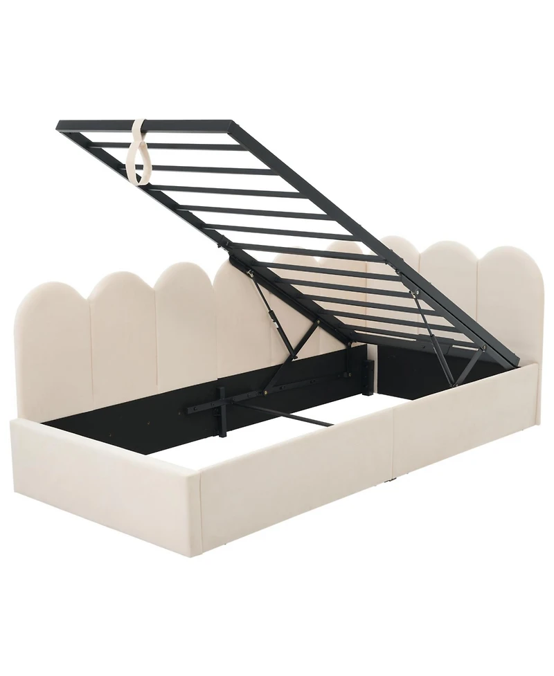 Streamdale Furniture Upholstered Daybed with Storage Ottoman, Twin Size, Velvet