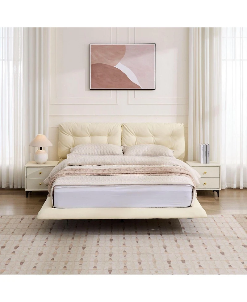 Streamdale Furniture Queen Upholstered Led Platform Bed