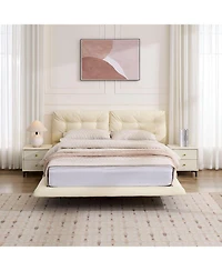 Streamdale Furniture Queen Upholstered Led Platform Bed