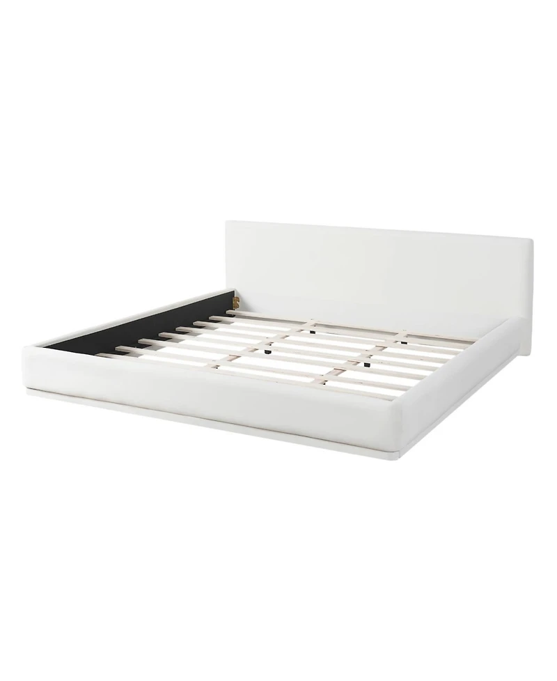 Streamdale Furniture White King Upholstered Bed - Soft, Comfortable, & Cozy