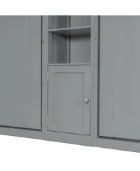 Streamdale Furniture Dual Twin size Wall Murphy Beds with Cabinets and Shelves