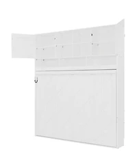 Streamdale Furniture Queen Size Wall Murphy Bed with Ample Storage Space and Diamond Stripes, White