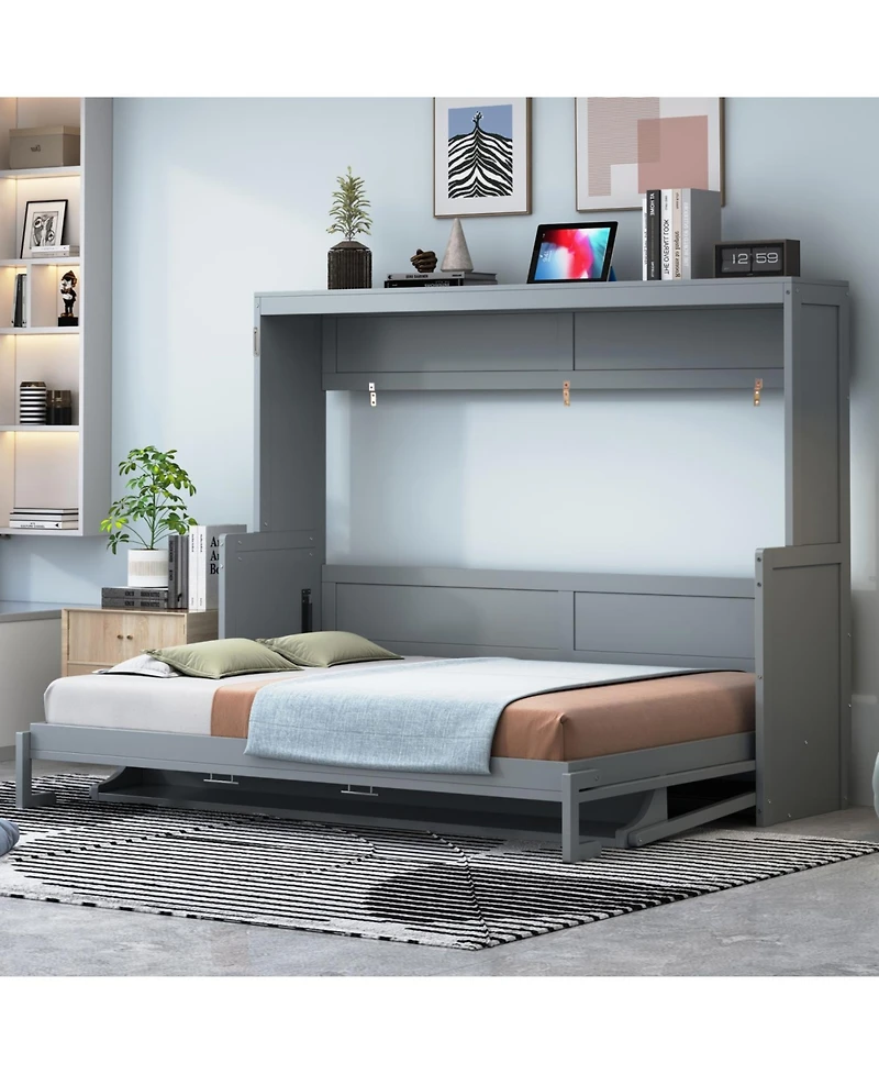 Streamdale Furniture Murphy Bed with Hydraulic Lift & Desk - Gray