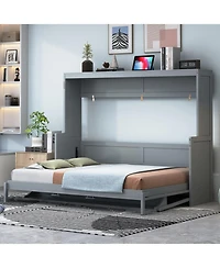 Streamdale Furniture Murphy Bed with Hydraulic Lift & Desk - Gray