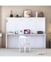 Streamdale Furniture Murphy Bed with Hydraulic Lift & Desk - Gray