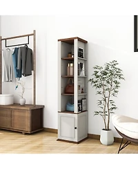 Streamdale Furniture Rotating Mirrored Storage Cabinet - Antique White