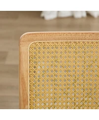 Streamdale Furniture Oak Rattan & Linen Cantilever Chair (360lb Capacity)