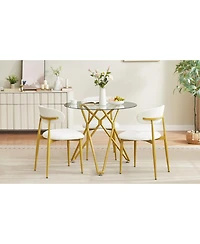 Streamdale Furniture Modern White & Gold Dining Chairs (Set of 2)