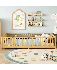 Streamdale Furniture Queen Floor Bed with Guardrails & Door