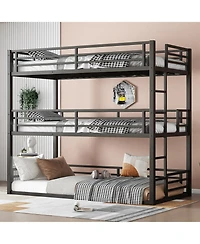 Streamdale Furniture Triple Twin Xl Metal Bunk Bed with Guardrails