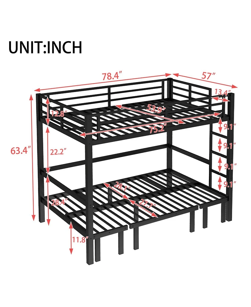 Streamdale Furniture Full Over Full Pull-Out Bunk Bed, Black