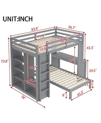 Streamdale Furniture Full Xl/Full over Twin Bunk Bed with Desk & Storage