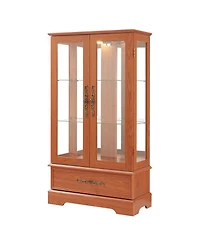 Streamdale Furniture Lighted Glass Curio Cabinet - 2-Door Display, Drawer