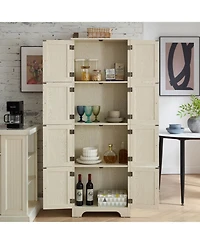 Streamdale Furniture 72.4" Tall Storage Cabinet with 8 Doors & 4 Shelves, White