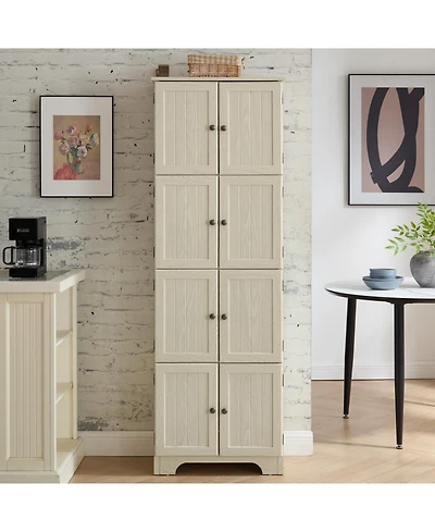 Streamdale Furniture 72.4" Tall Storage Cabinet with 8 Doors & 4 Shelves, White