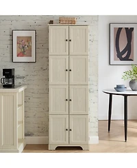 Streamdale Furniture 72.4" Tall Storage Cabinet with 8 Doors & 4 Shelves, White