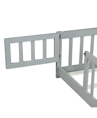 Streamdale Furniture Twin Floor Bed with Fence & Door, Grey