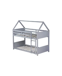 Streamdale Furniture Twin Over Twin House Bunk Bed with Guardrails