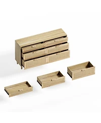 Streamdale Furniture 59" Rattan 6-Drawer Dresser