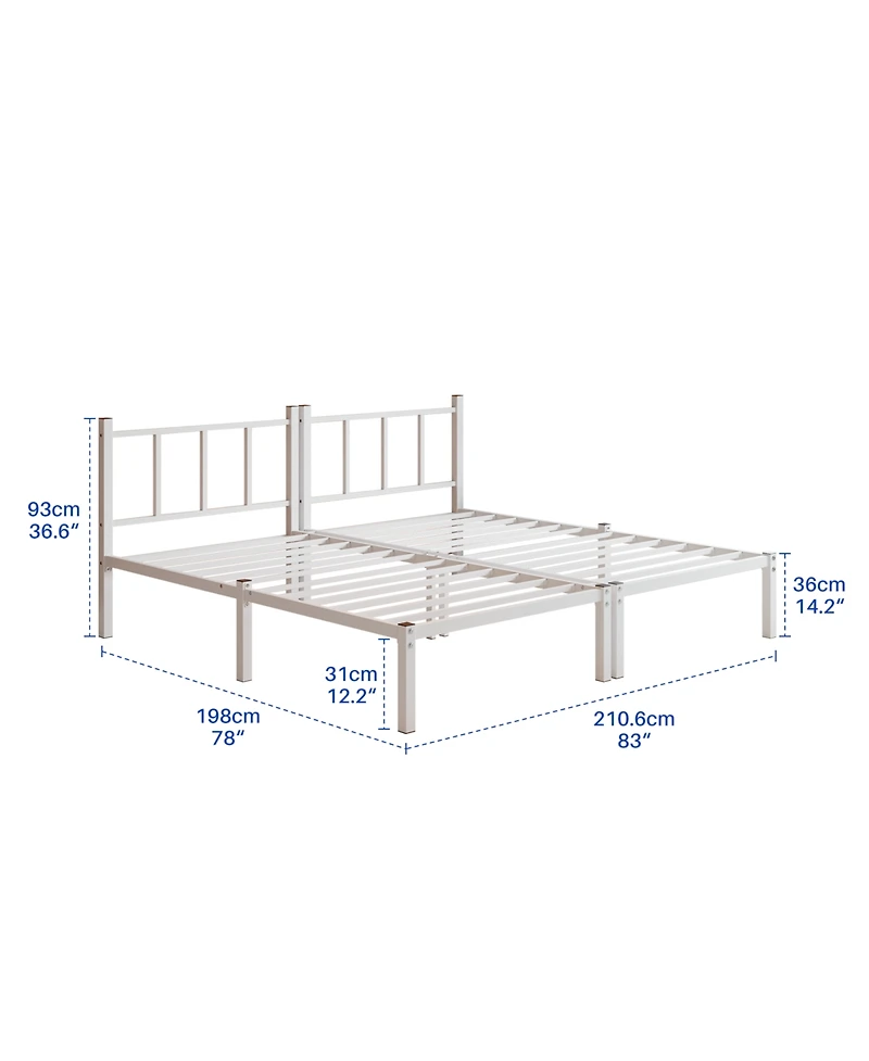 Streamdale Furniture Triple Twin Metal Bunk Bed with Guardrails & Ladder