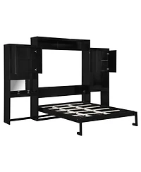 Streamdale Furniture Queen Size Murphy Bed with Desk Vanity and Cabinets Espresso