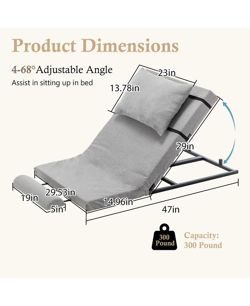 Streamdale Furniture Electric Adjustable Bed Backrest - 300 lbs Capacity Lift Washable Fabric