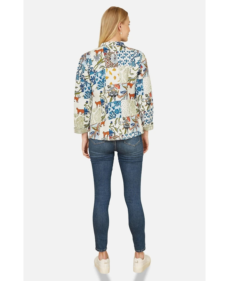 Yumi Women's Indian Patchwork Reversible Jacket